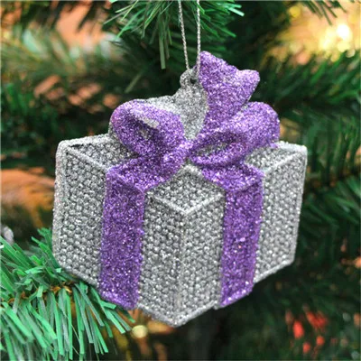 10pcs purple color 10 шт/партия Подарочная сумка 12 см новогодняя елка украшения Блестящий Порошок новогодний X-mas дерево кулон поставщик - Цвет: 10pcs purple color