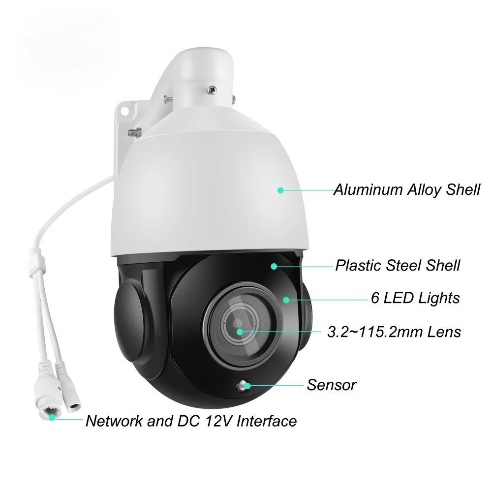 1080 P 2MP видеонаблюдения высокого Скорость купольная PTZ IP Камера 5MP сети 36X зум IP66 P2P