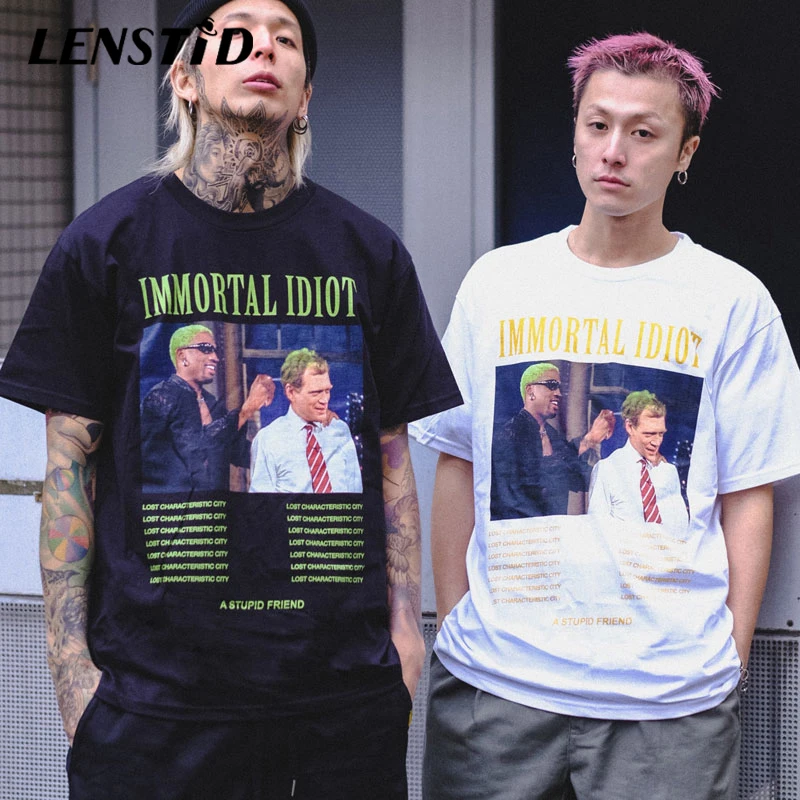 Мужские футболки в стиле хип хоп LENSTID Funny Stupid Friend винтажные повседневные с