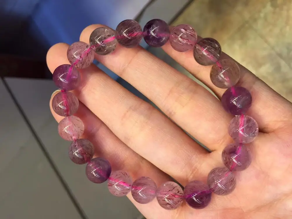 100% натуральный супер семь 7 Мелодия камень фиолетовый рутилированный кварц 9 5 мм