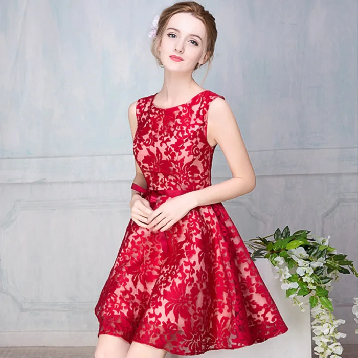 Новинка весны 2019 модное платье подружки невесты с круглым вырезом без рукавов