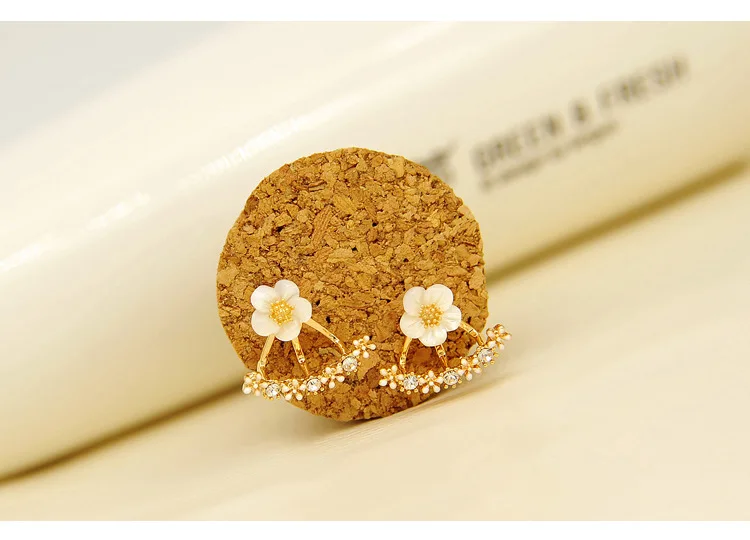Ziris Lotus Кристалл куртка цветок серьги стержня для Для женщин FashionJewelry Двусторонняя цвета: золотистый, серебристый позолоченные серьги