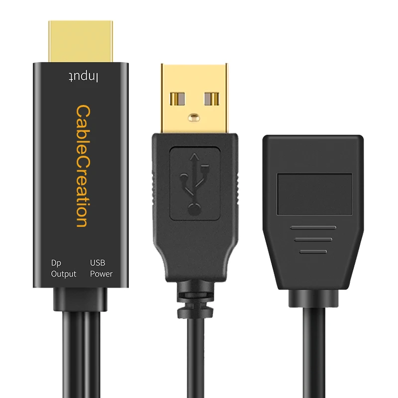 Адаптер HDMI на DisplayPort 0 5 футов 4K UHD DP преобразователь с поддержкой питания USB
