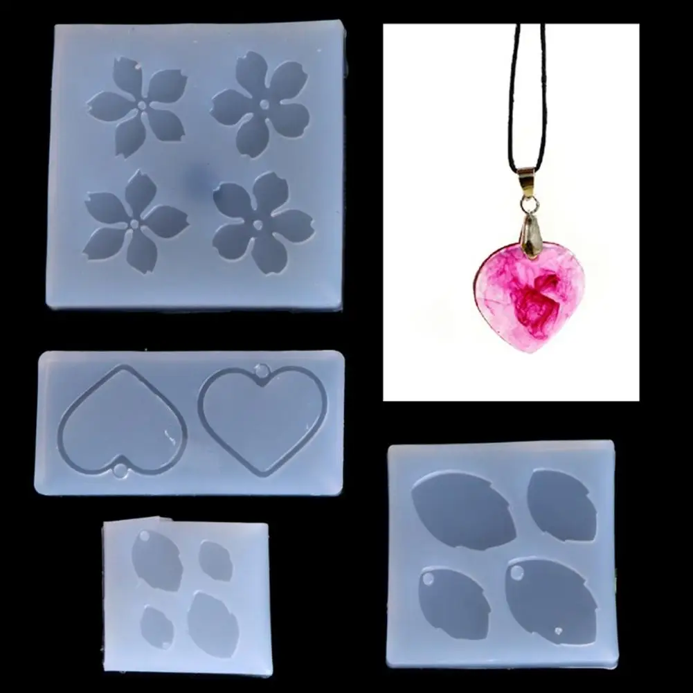 

Jewelry Mold Flower Leaves Heart Shape Making Pendant Silicone Resin Craft Tool