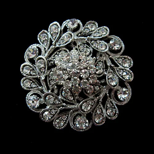 2 дюйма Винтаж серебристый прозрачный со стразами цветочный Savannah Свадебные