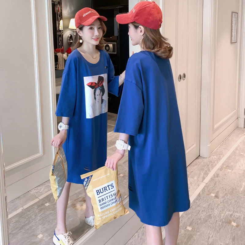 Новое летнее женское платье свободного покроя большого размера с принтом