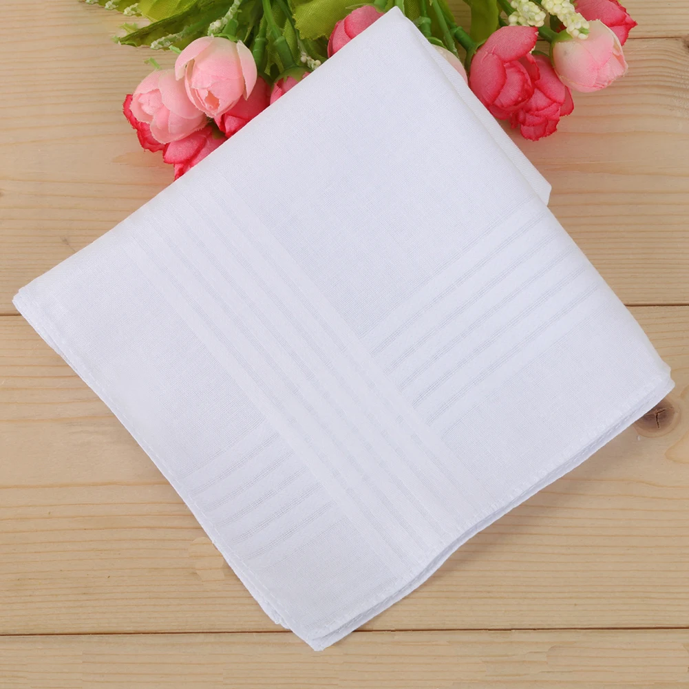 12 шт Хлопок Карманный квадратный белый твердый платок полотенце для сундуков