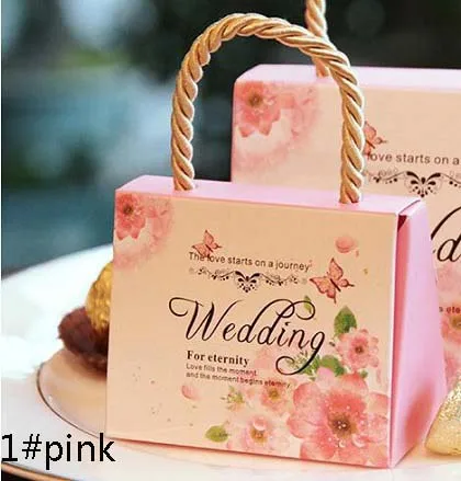 1 pink Коробка для конфет, сумка для шоколада, бумажная Подарочная посылка для дня рождения, свадебной вечеринки, товары для декора, ручная сумка, цветочный дизайн Wh - Цвет: 1 pink