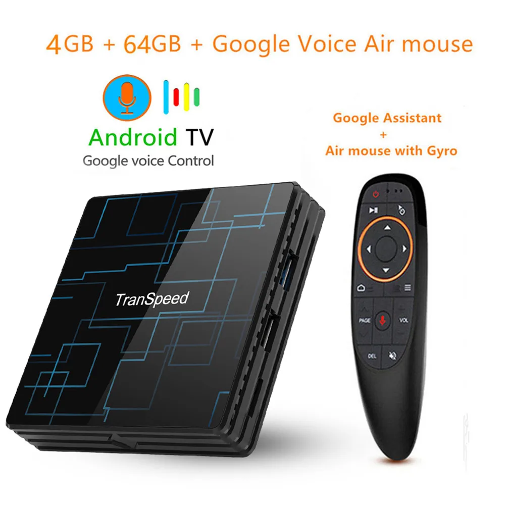4G 64G with Voice Android 9,0 ТВ приставка Google голосовой помощник RK3318 4K 3D Ultra 4G 64G Wifi Bluetooth Play Store Бесплатные приложения телеприставка - Цвет: 4G 64G with Voice