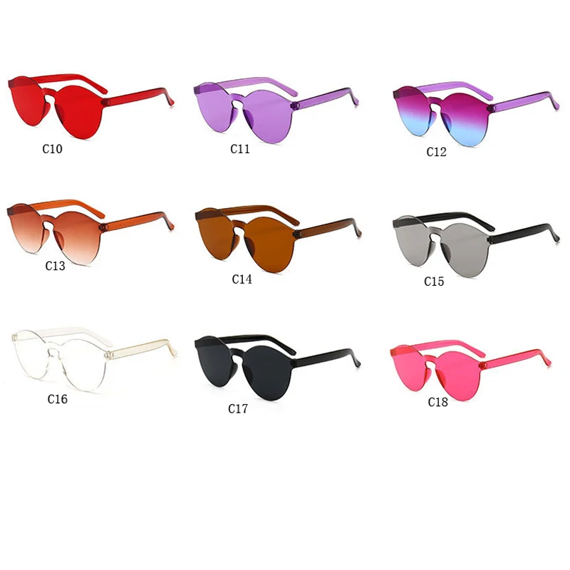 Солнцезащитные очки без оправы для женщин и мужчин прозрачные винтажные красные