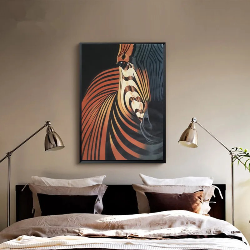

Hand painted oil painting on canvas Zebra in the setting sun paintings for living room Modern decoration Office painting picture