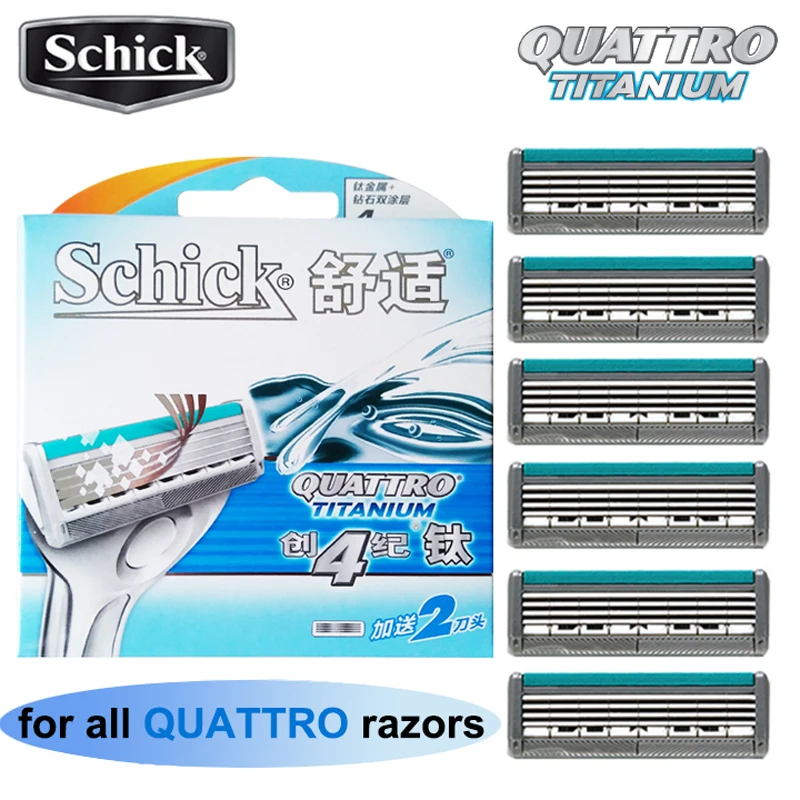 18 лезвий/Лот, новинка,, Schick, натуральная Quattro, титан, удобная замена, ручная бритва, лезвие для мужчин