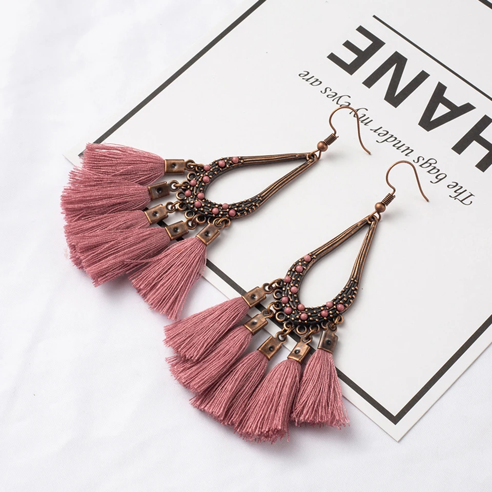 Женские богемные Винтажные серьги-подвески Boho этнические висячие серьги с