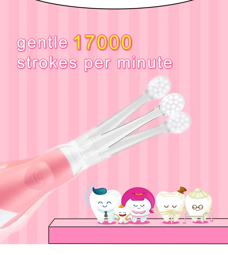 Seago Kids Electric Toothbrush Sonic Battery With Led Light Oral Hygiene 3 Pcs Brush Heads Dental Hygiene Replacement Sg513