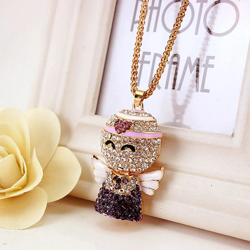 Счастливая улыбка ангел кристалл эмаль крылья благоприятное сердце богемное