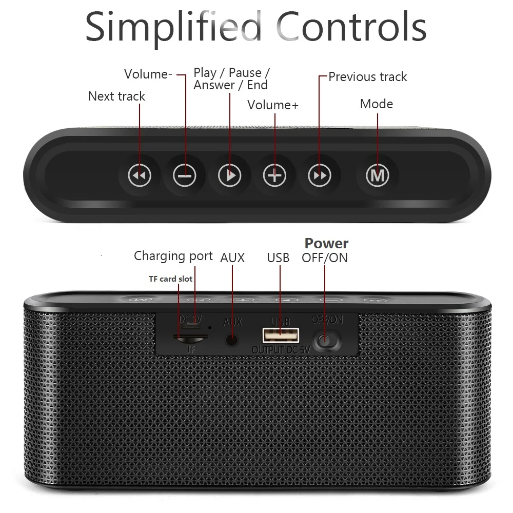 Toproad портативный громкоговоритель Bluetooth беспроводной сабвуфер Звук Музыкальный