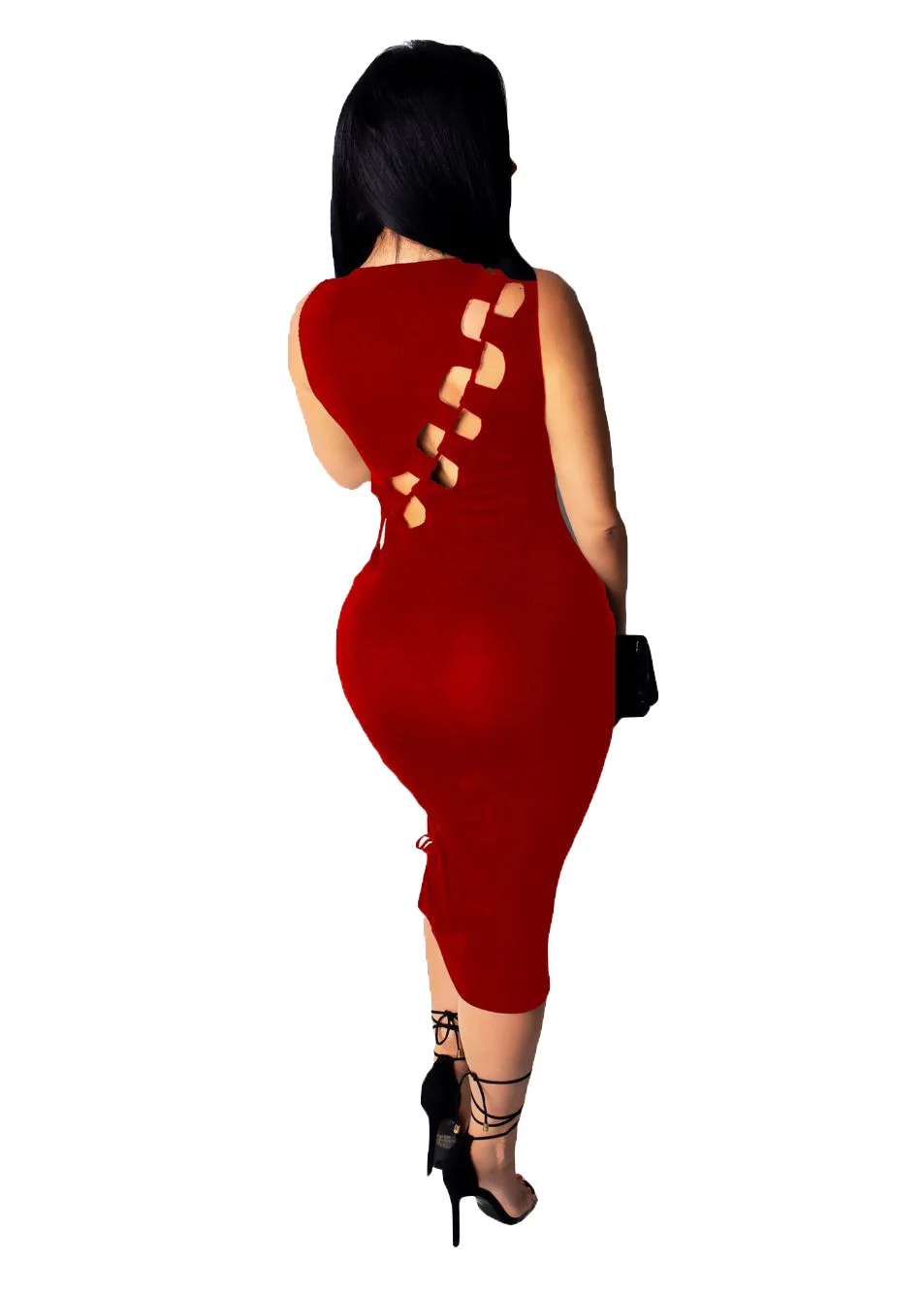 

Women Sexy Bodycon Club Dress Sleeveless O-neck Side Hollow Out Sheath Party Dress Fitted Summer Black Silm Woman Dress Vestidos