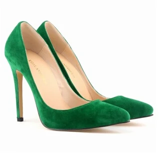 Green Heel Loslandifen/женские туфли-лодочки на высоком каблуке; Свадебная обувь из флока; женские свадебные туфли-лодочки с острым носком на шпильке; пикантная Женская обувь в европейском стиле - Цвет: Green Heel
