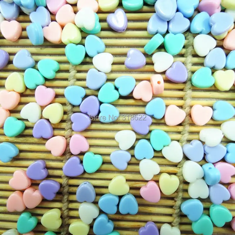 

New 4*9mm Assorted Mixed Color Heart Spacer Beads,acrylic Loose Beads Diy Jewelry Making 300pcs/lot