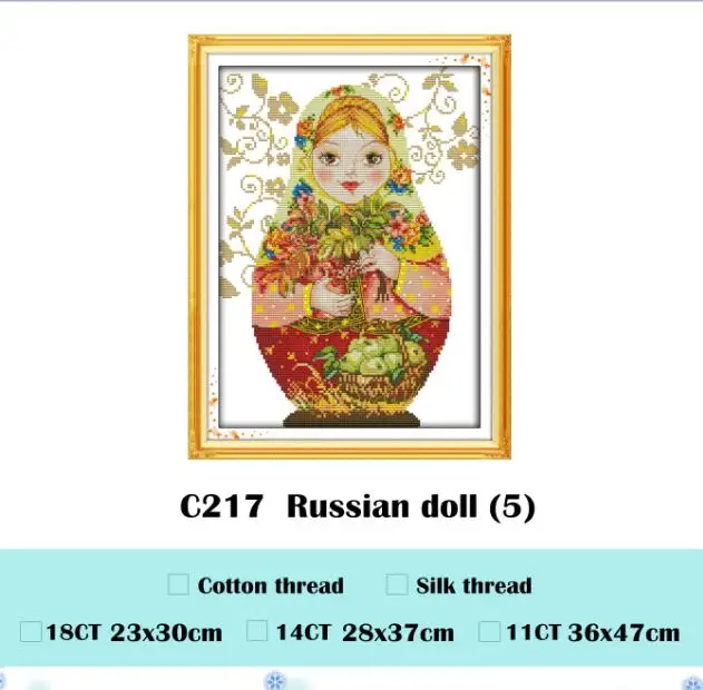 Белый Русская кукла Набор для вышивки крестом мультфильм 14ct 11ct граф Печать холст вышивка DIY рукоделие ручной работы - Цвет: Белый