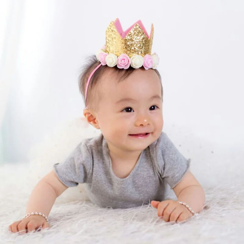 Детская шапка принцесса головной убор для девочек на первый день рождения с