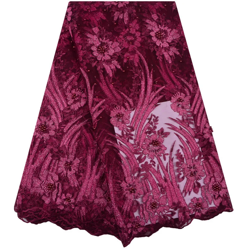 2018 модное женское кружевное Тюлевое кружево с жемчугом кружевная ткань для