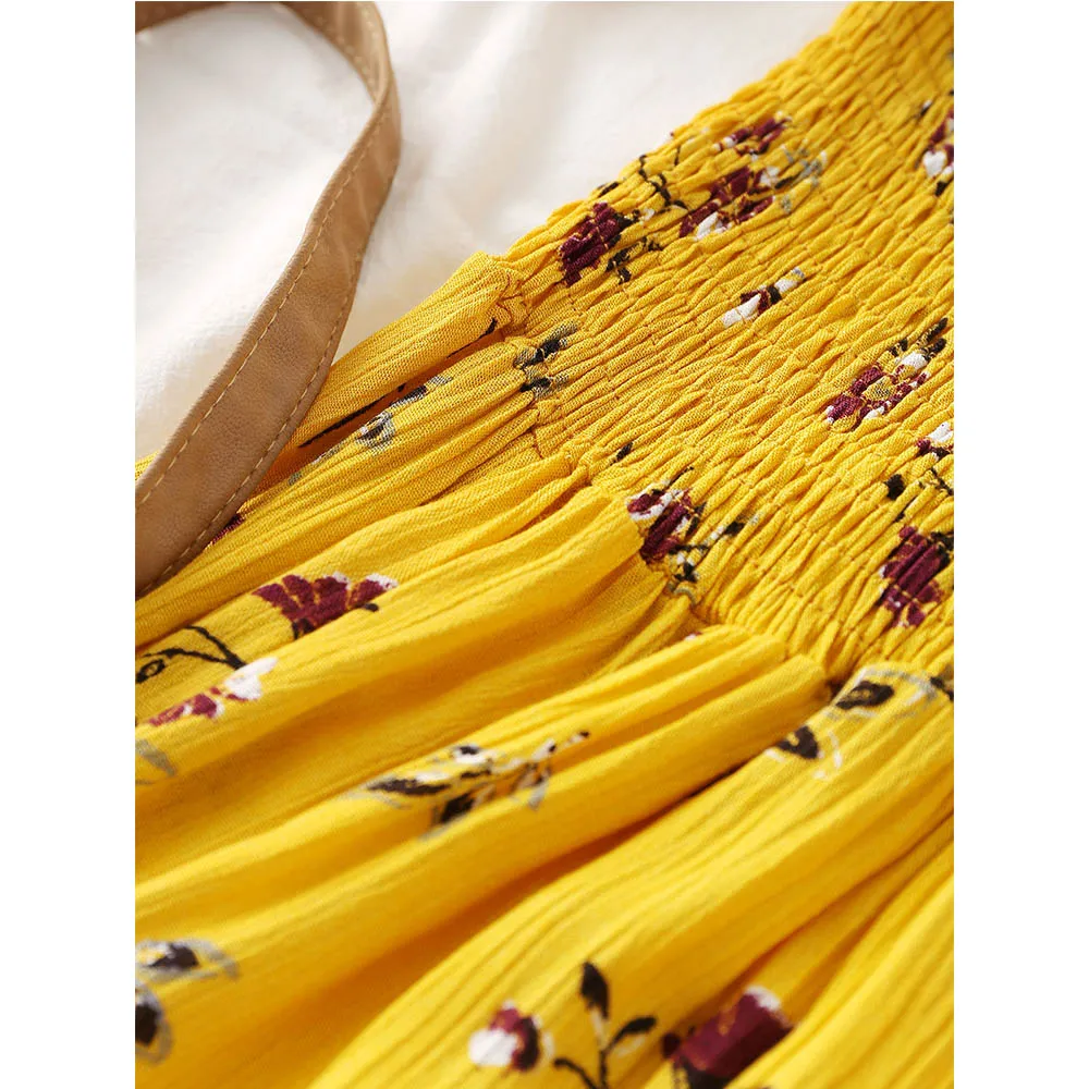 ZAFUL Платье миди с открытыми плечами цветочным принтом Повседневные сладкие