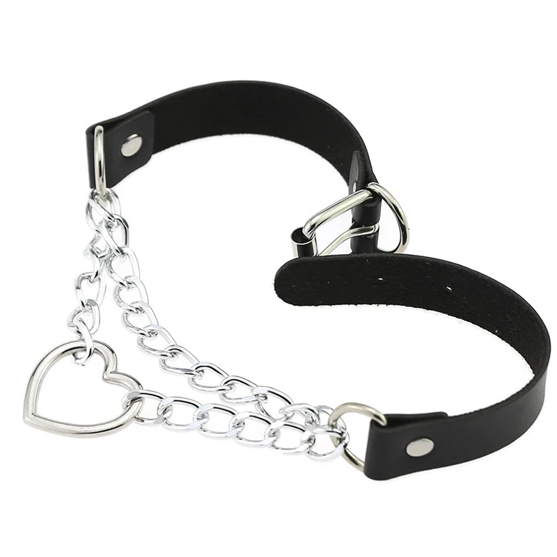 Dark Gothic Heart Chain ошейник Harajuku панк чокер Женский черный кожаный для девочек эмо