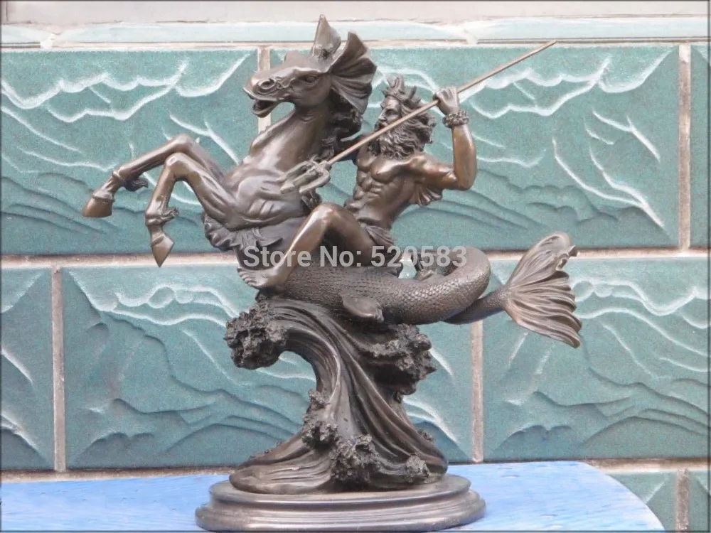 SCY 18 &quotГреческий миф Бронзовый Мраморный морской император Посейдон ездить на