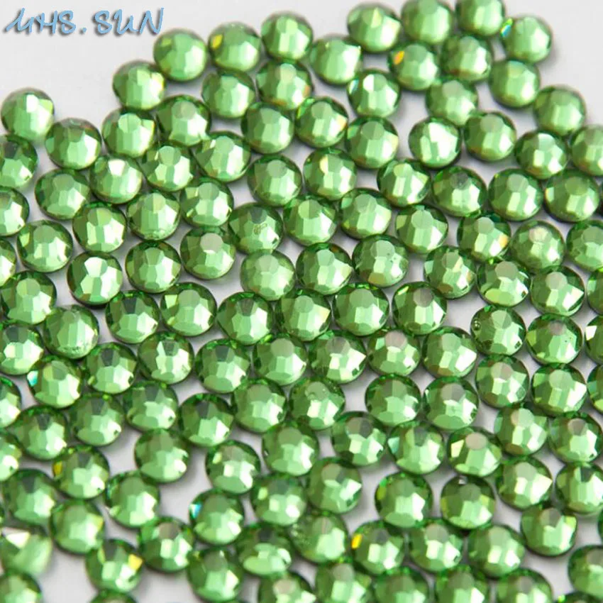 MHS.SUN Peridot зеленые прозрачные стразы с плоским задним стеклом горячая фиксация SS6