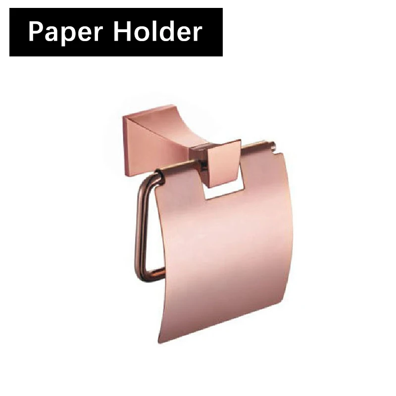 Paper Holder Аксессуары для ванной комнаты, твердая латунь, розовое золото, блестящий настенный держатель для бумаги, полки, вешалка для полотенец, крючок для пальто, мыльница AZ5151 - Цвет: Paper Holder