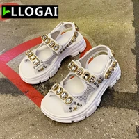 sexy slingback wedge beach shoes diamond peep toe hollow out sandals woman shoes platform outdoor high heels summer shoes woman
