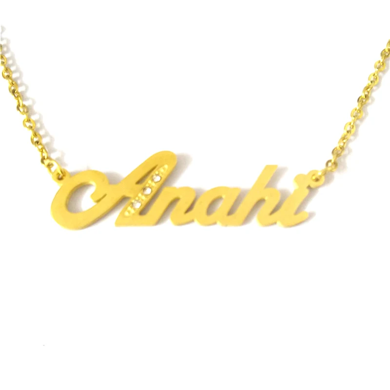 

FairLadyHood "Anahi" Personalized Name Necklace Stainless Steel Pendant Anahi Pendant Custom Name Necklace Gold Color Necklace