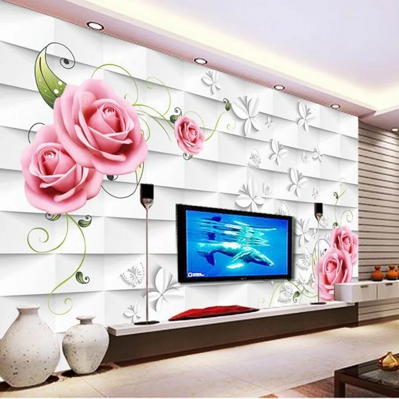 beibehang Custom mural 3d stereo photo wallpaper rose vine butterfly TV background wall living room bedroom | Обустройство дома