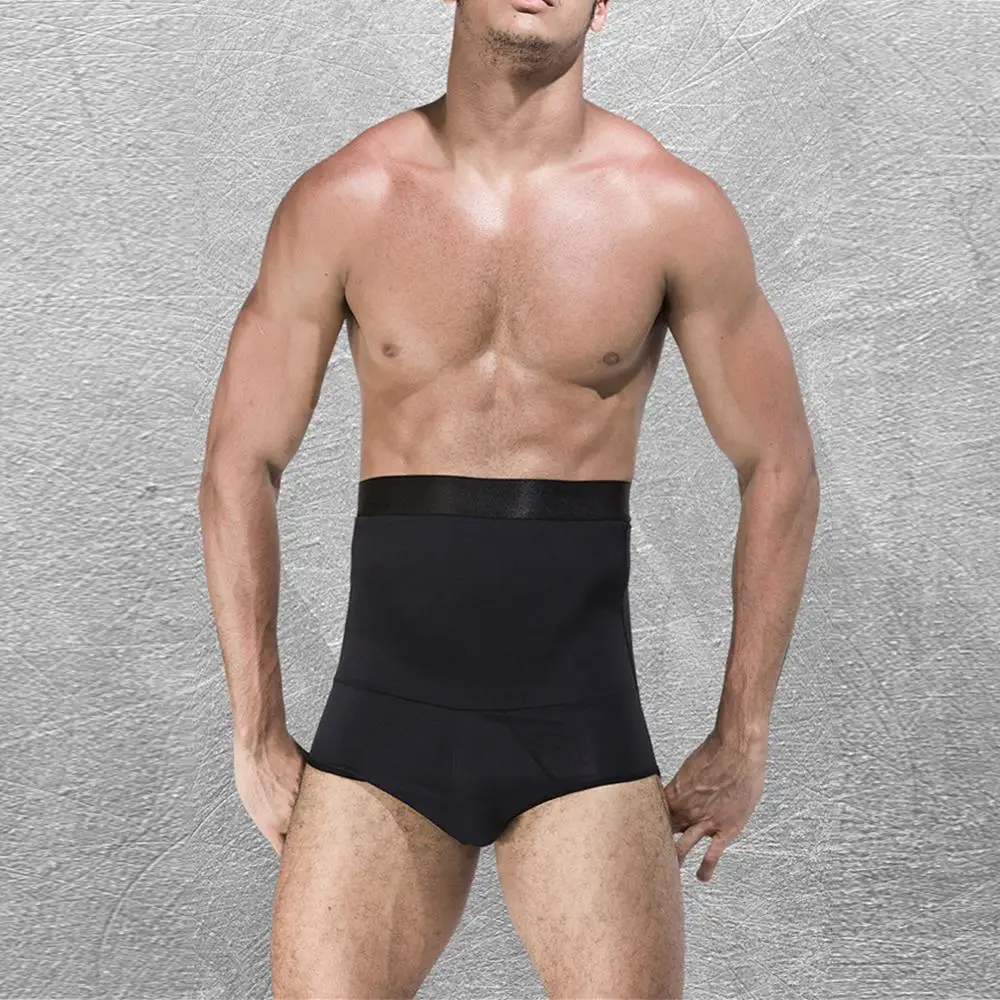 

Men's double-layer abdomen hip pants anti-hemming high waist shaping pants men's corset skinny pants 80031