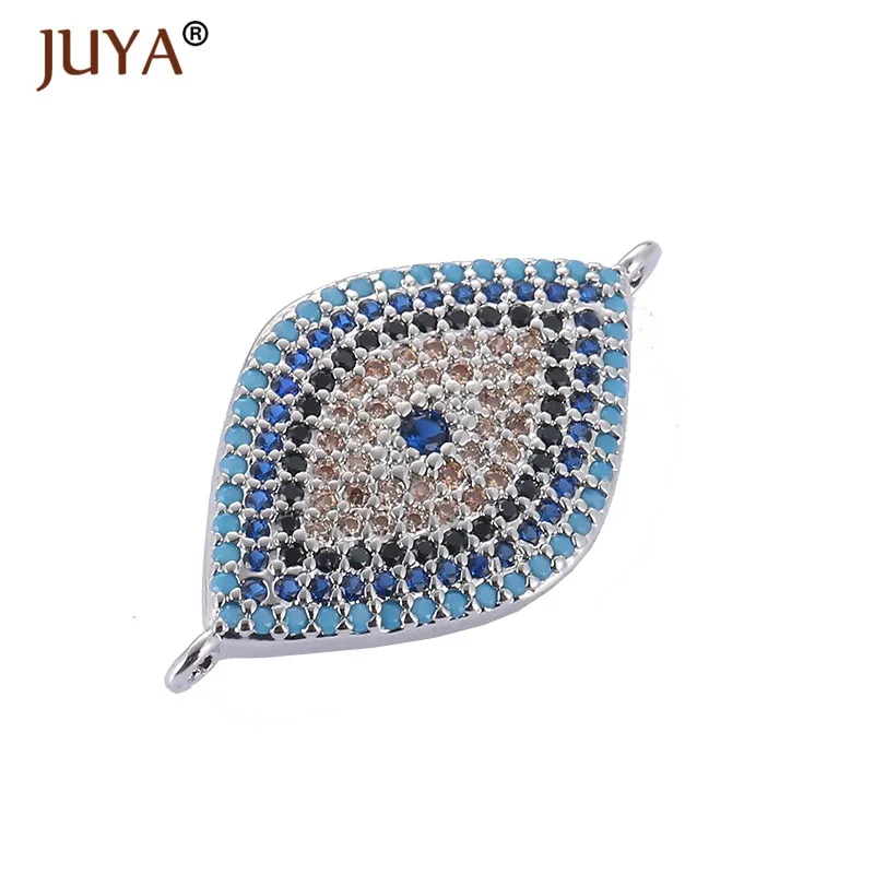 silver Juya роскошный бренд Кубического Циркония Горный Хрусталь счастливый синий турецкий глаз браслет evil eye браслет для женщин Femme амулет ювелирные изделия - Окраска металла: silver