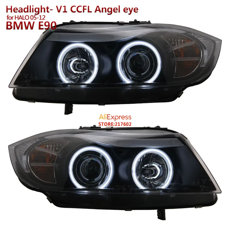 V1 с холодным катодом (CCFL Ангел глаз фары для BMW 3 серии E90 318i 320i 325i светодиодный