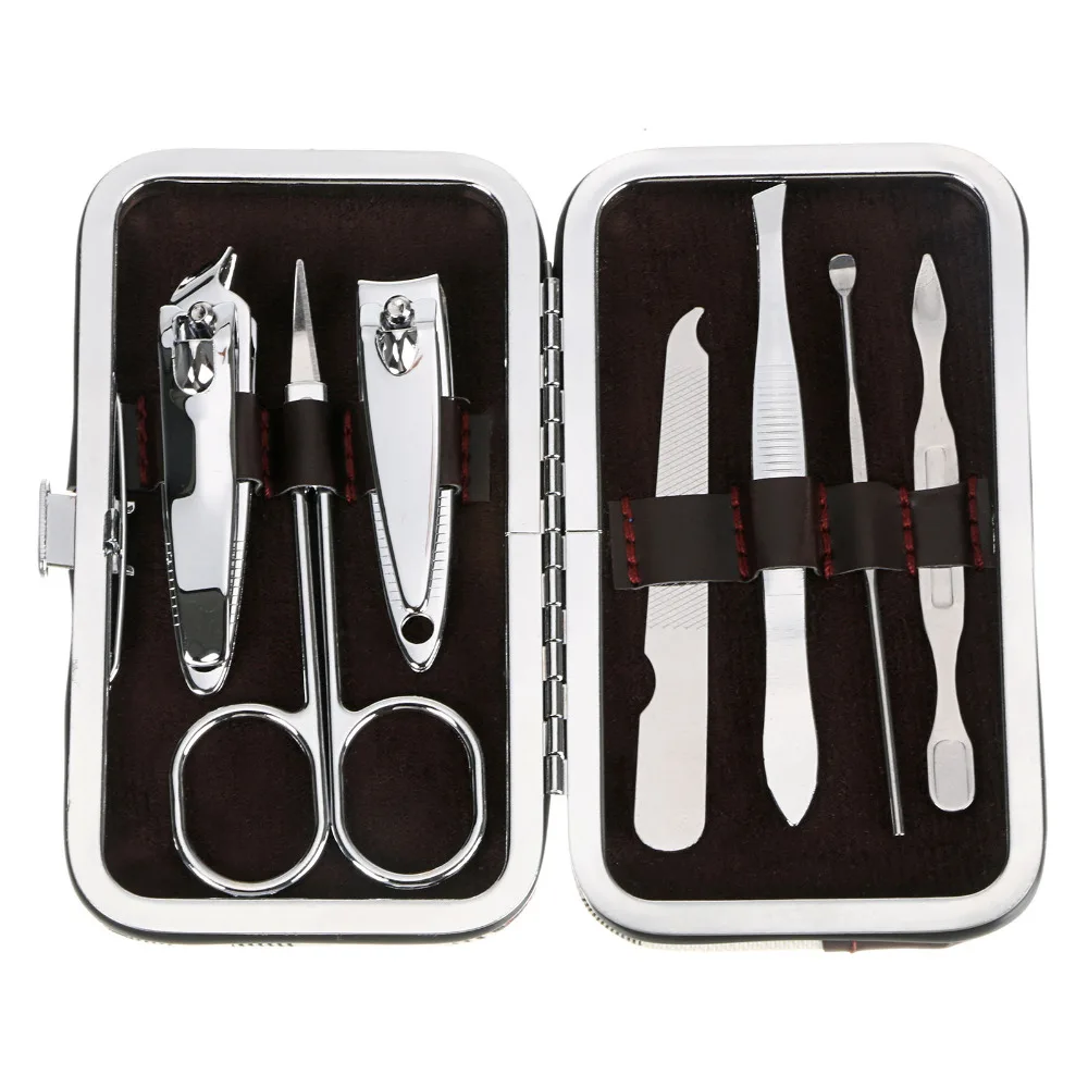 

7pcs/Set Nail Clipper Kit Nail Tools Nail Care Scissor Tweezer Knife Ear Cleaning Manicure Set Tools Nail Art