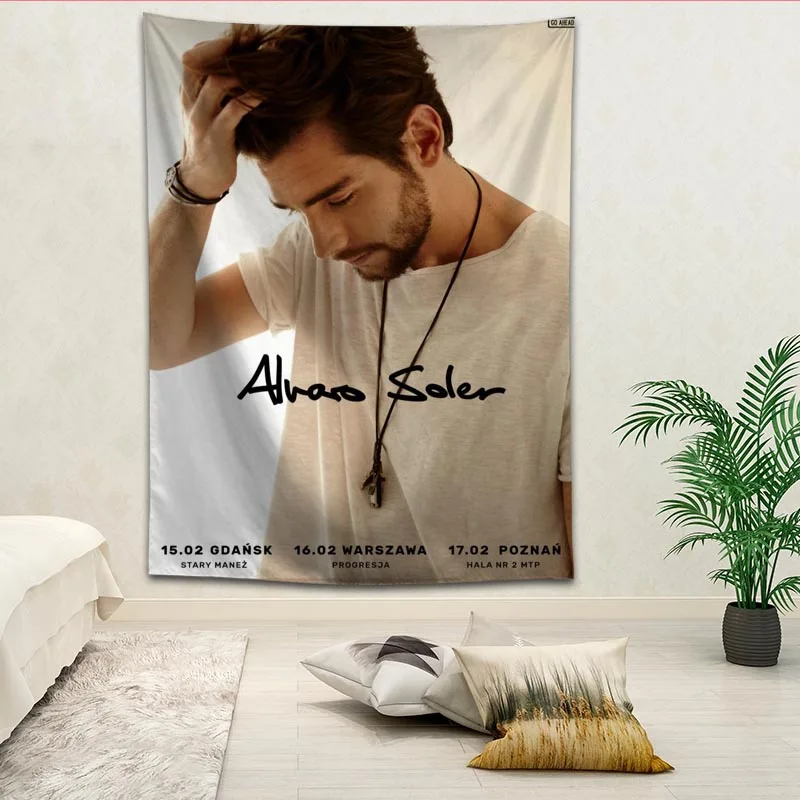 

Custom Alvaro Soler printed Background cloth wall covering room bedside cloth modern large painting Nordic fabric tapestry