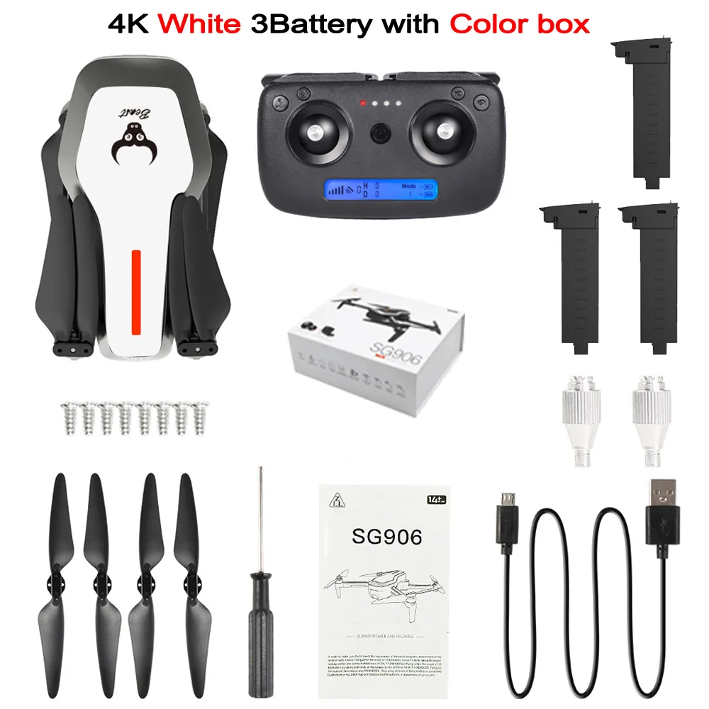 4K 3BAT BX W SG906 gps 5G wifi FPV RC Дрон 4K бесщеточный селфи Дрон с камерой HD RC Квадрокоптер складной Дрон VS Visuo XS816 F11 Дрон - Цвет: 4K 3BAT BX W