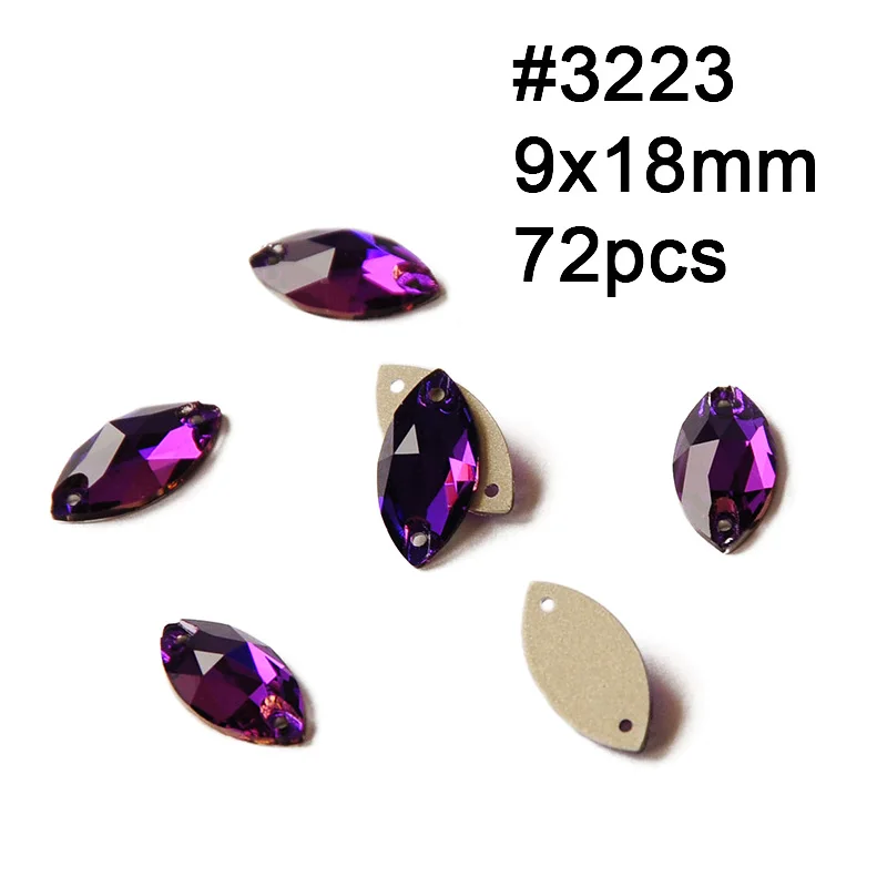 Navette 9X18mm 72pcs Фиолетовые бархатные пришиван на аппликации Стразы для украшения для свадебного платья Аппликация Сделай Сам дизайн швейная фурнитура - Цвет: Navette 9X18mm 72pcs