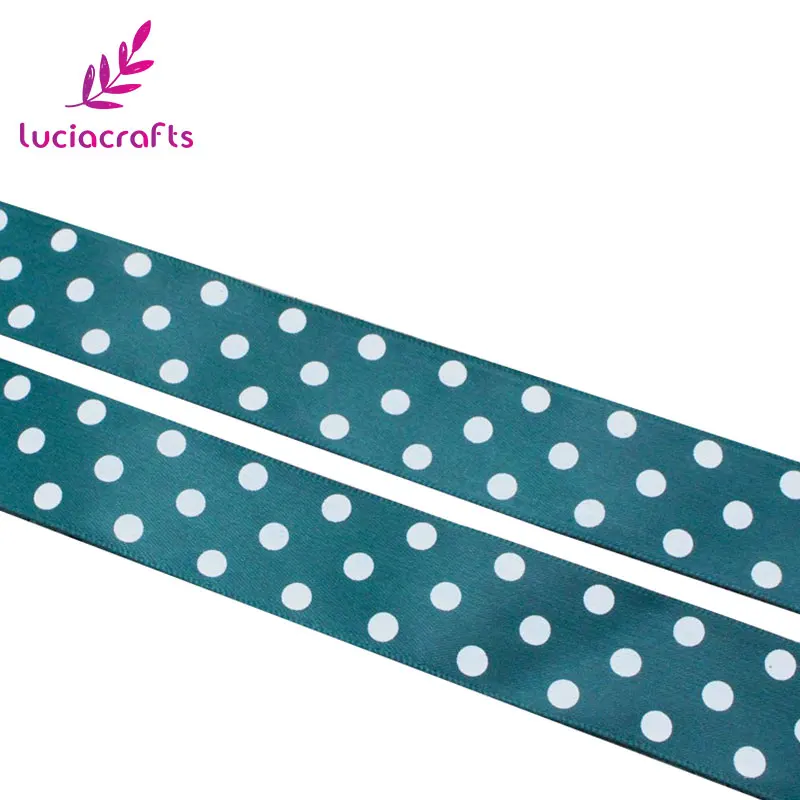 Peacock blue Lucia crafts 1 ''25 мм точечный узор печатная Рождественская атласная лента DIY шитье и бант для волос украшения ремесла 5 ярдов/партия T0205 - Цвет: Peacock blue