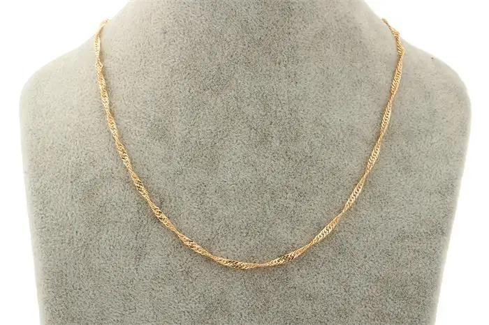 Крученая сингапурская волнистая цепь желтого золота 14 дюймов короткая детская