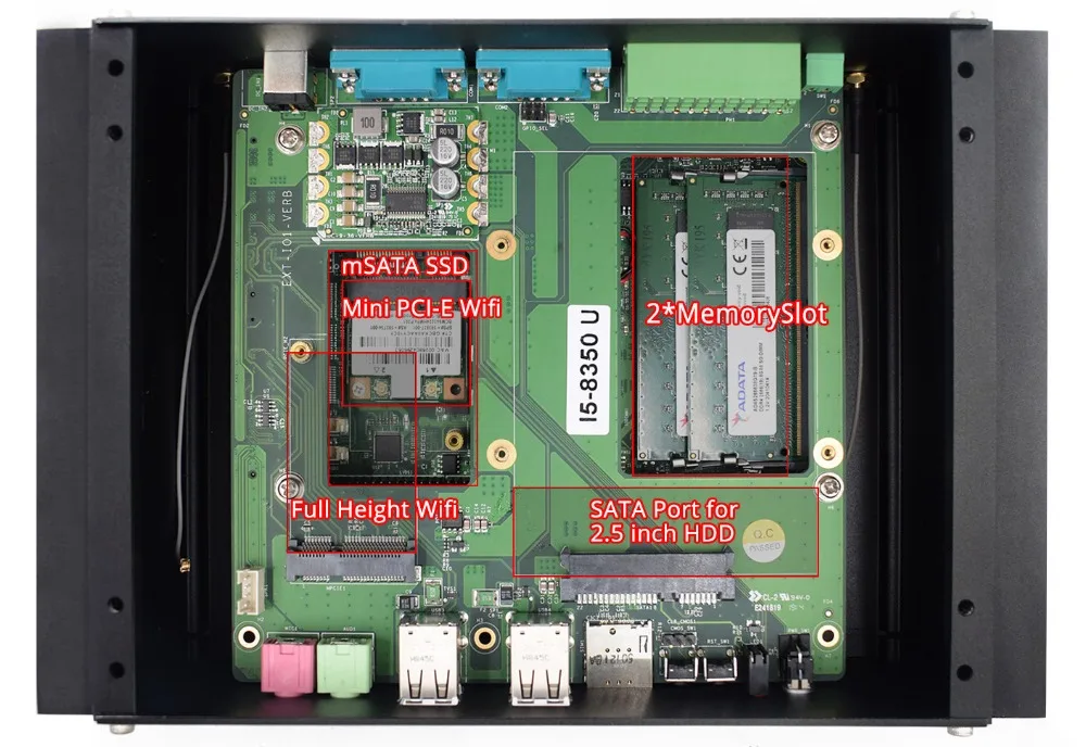 Intel Core i7 4500U i5 8250U промышленный настольный компьютер 5250U Win10 Linux i3 Minipc Intel NUC 4K HD RS232 RS485 персональный портативный ПК