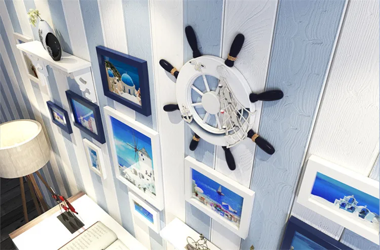 Средиземноморский Стиль 11 шт. фоторамка комплект+ руль+ полка Home Decor фоторамка набор стене висит украшения кадров для фото