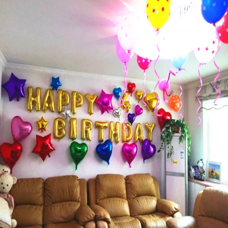 

10inch Rose Gold Star Heart Foil Balloons 30pcs pink silver air Globos Birthday Wedding party Supplies cumpleanos infantiles toy