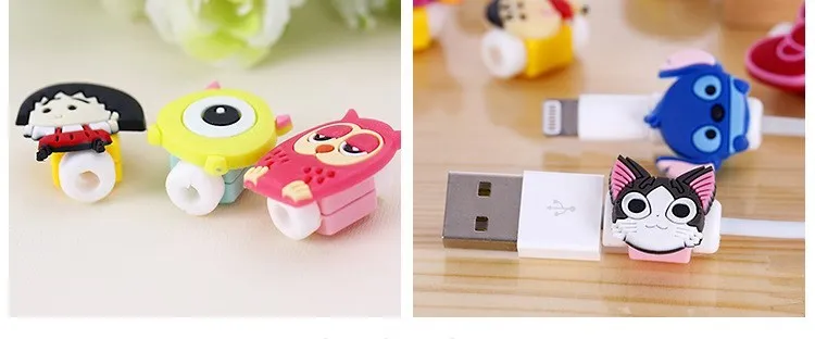 Keithnico 100 шт. кабель протектор Мультфильм USB данных зарядное устройство кабель Saver протектор для iPhone 5 5S 5c 6