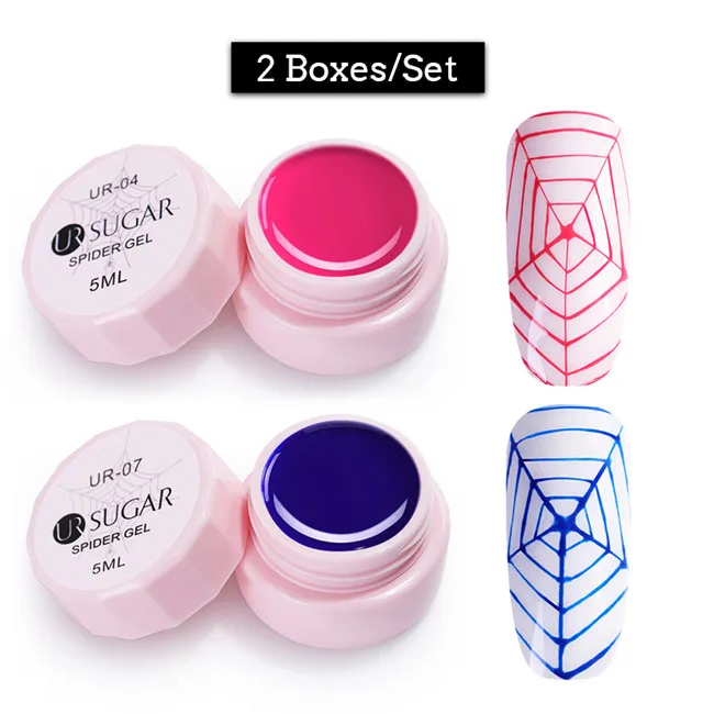 2pcs set3 Ur Sugar 5 мл паук гель для ногтей креативный проволочный рисунок лак для ногтей точка к линии Гель-лак для живописи тянет шелк паук дизайн ногтей - Цвет: 2pcs set3
