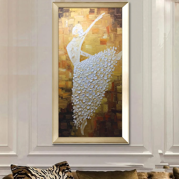 Балетная картина с танцовщицей quadro caudros decoracion акриловая палитра нож текстура холст картина стены искусство картины для гостиной
