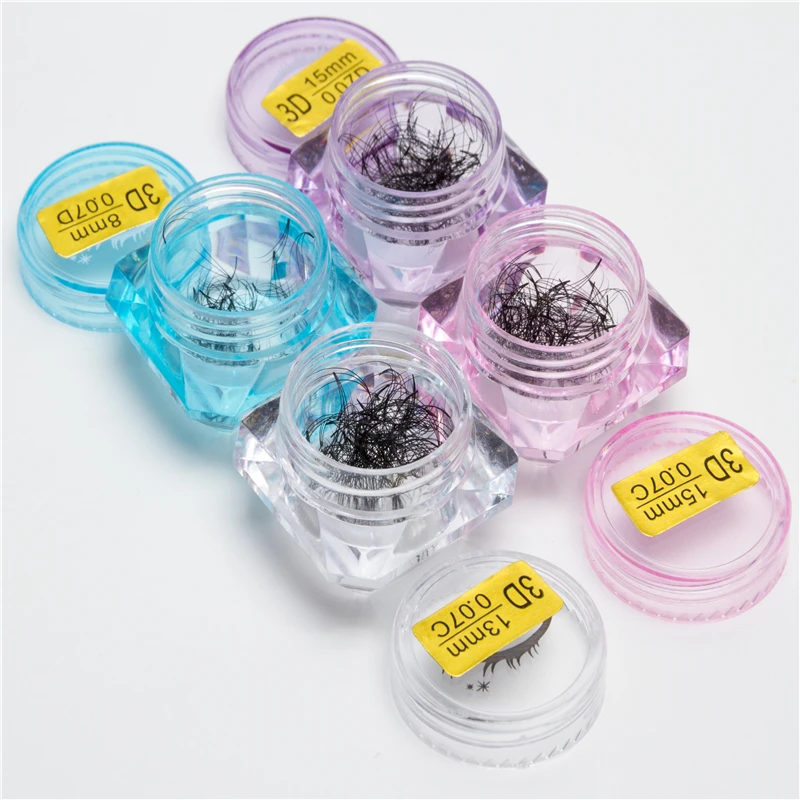 

Private label Loose fans 3D short stem in jar Volume Fans Extension Professional Cils Volume Eyelashes Russian Volume Eyelash